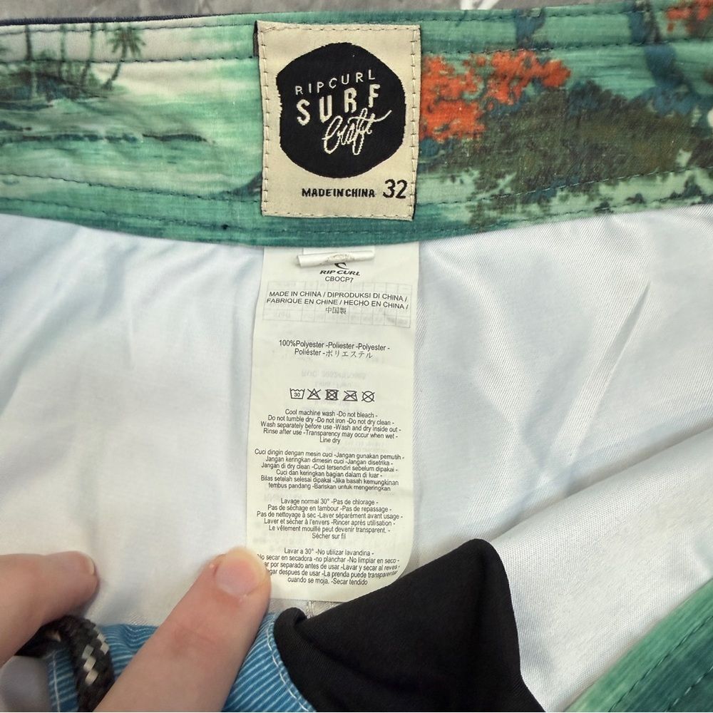 Rip Curl Salmon Blue Multicolor Swim Board Shorts Mens 32 Waist - Picture 4 of 5